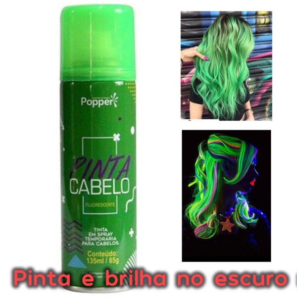 Spray de Cabelo Neon Verde Brilha no Escuro Com Luz Negra Fluorescente Colorido